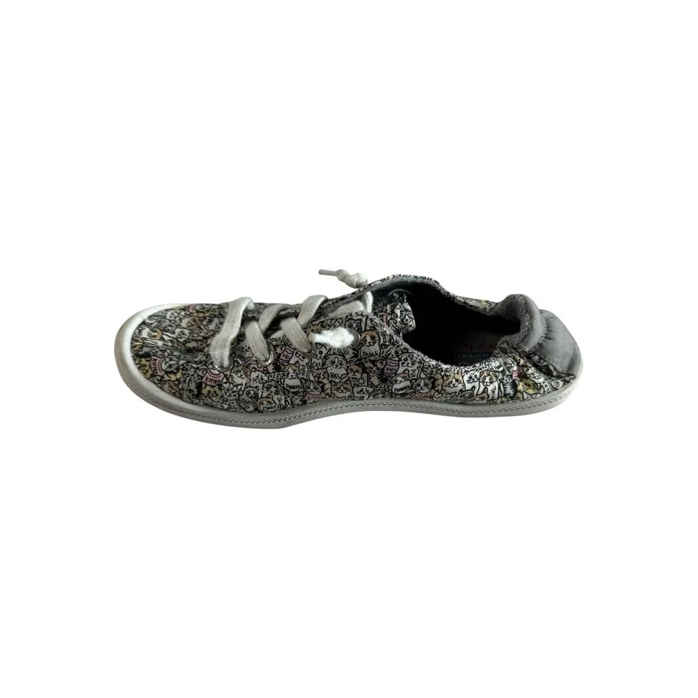 Skechers Bobs Beach Bingo Rover Cat Print Sneakers 113582 Gray Multi Womens 9